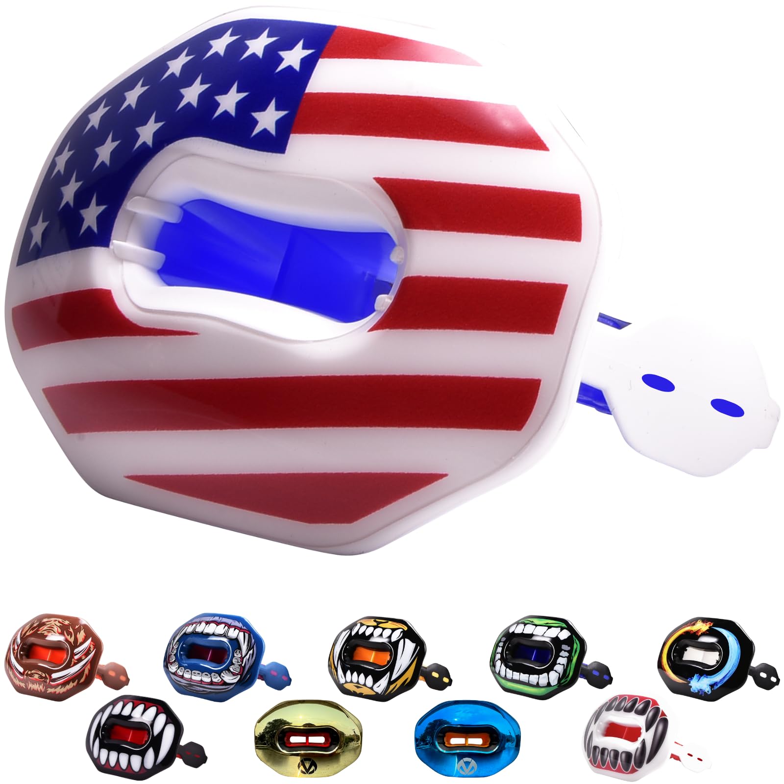 Oral Mart Usa Flag Football Mouth Guard - Lip Guard Mouthpiece  Lip Protector Mouthguard (Detachable Strap Included)