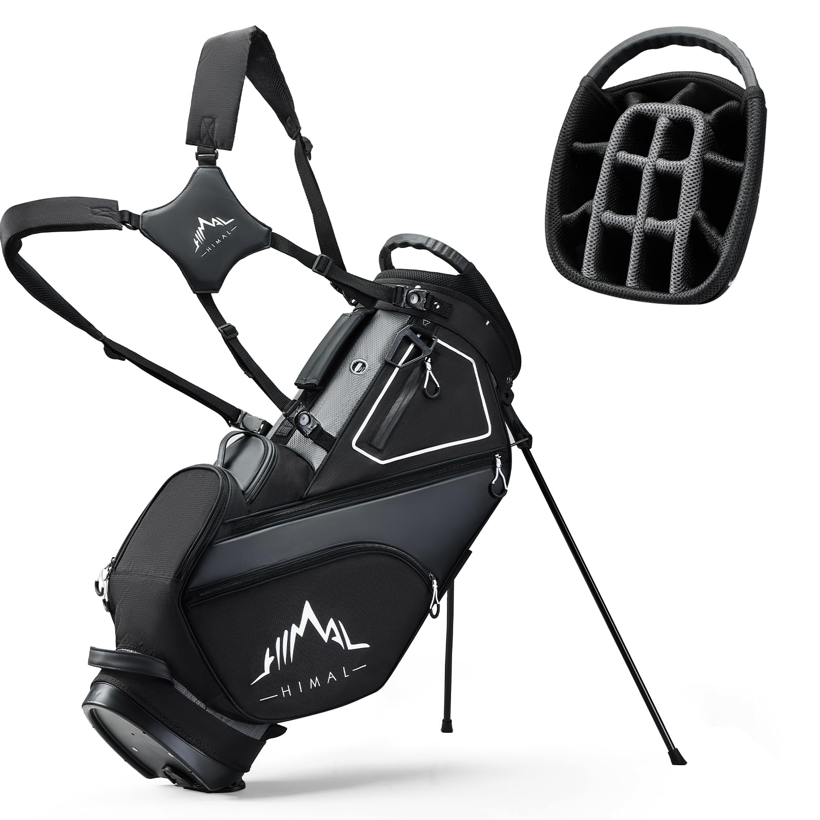 uniHimal 14 Way Dividers Golf Stand Bag Lightweight, Golf Bag for Men Women with Multiple Pockets, Dual Strap and Rain Cover Hoo