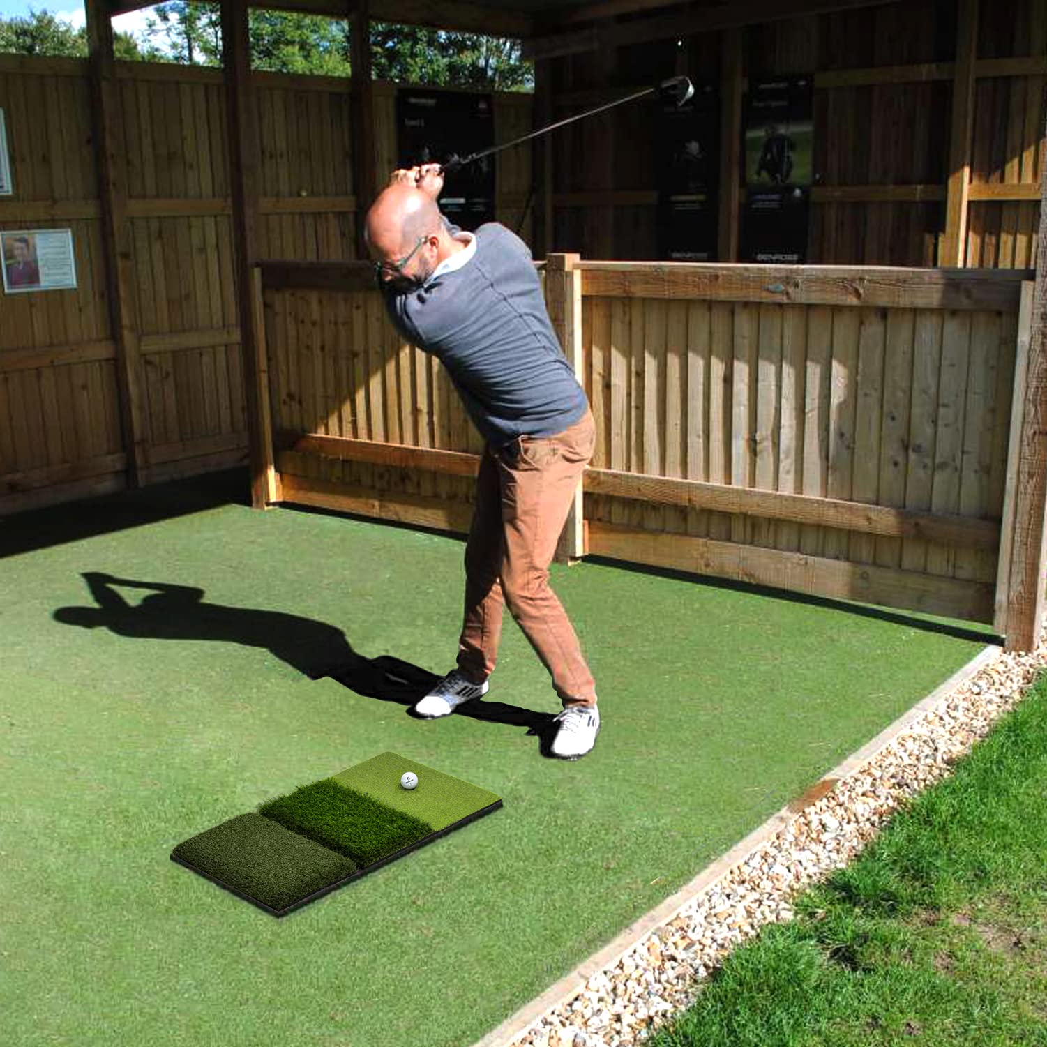 Saplize 30''X15'' Foldable 3-In-1 Golf Hitting Mat, Tight Lie, Rough And Fairway For Driving, Chipping, And Putting Training, Po
