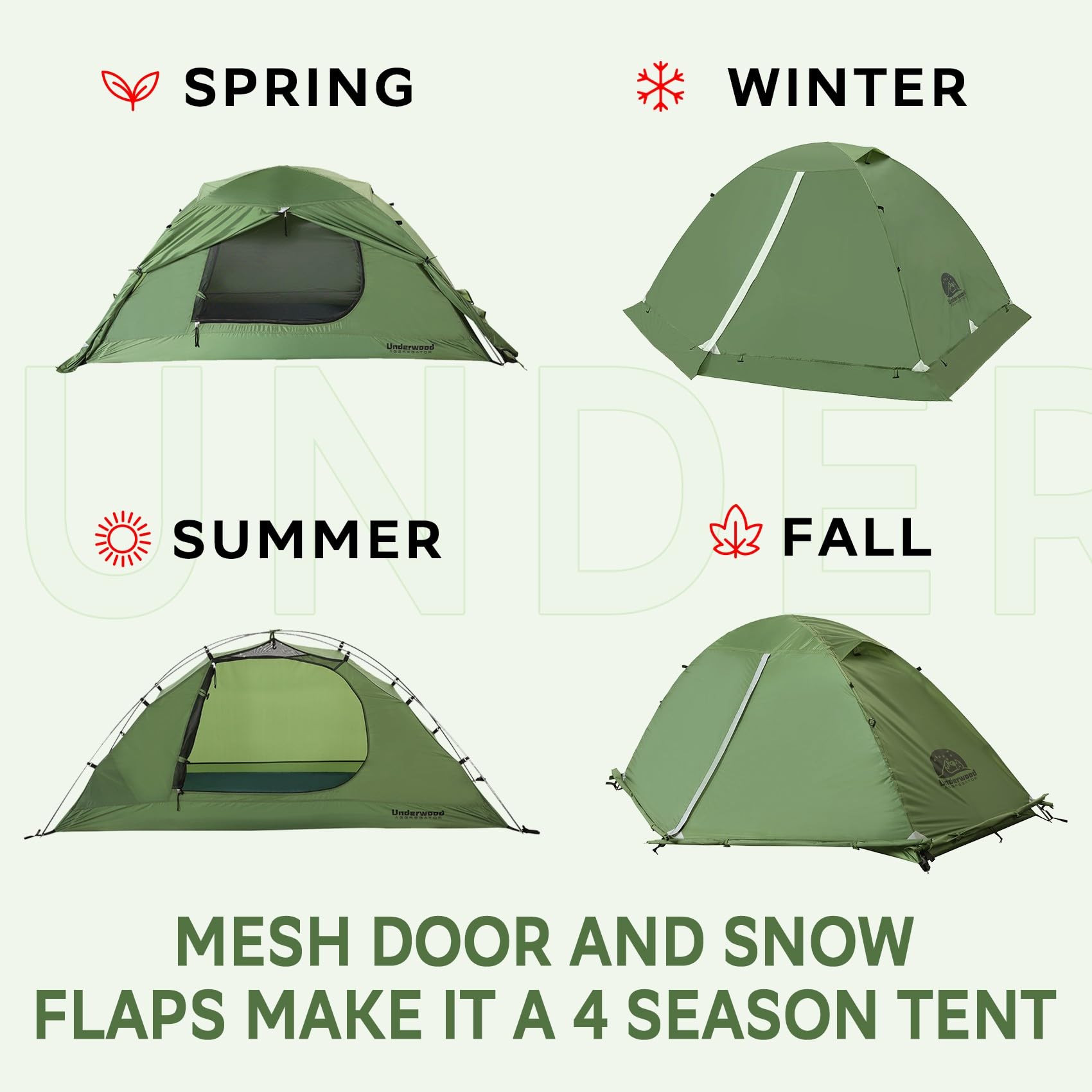 2-Person Backpacking Tent For 4-Season - Winter Waterproof Tent For One Person, Lightweight Camping Gear For Backpacking, Easy S
