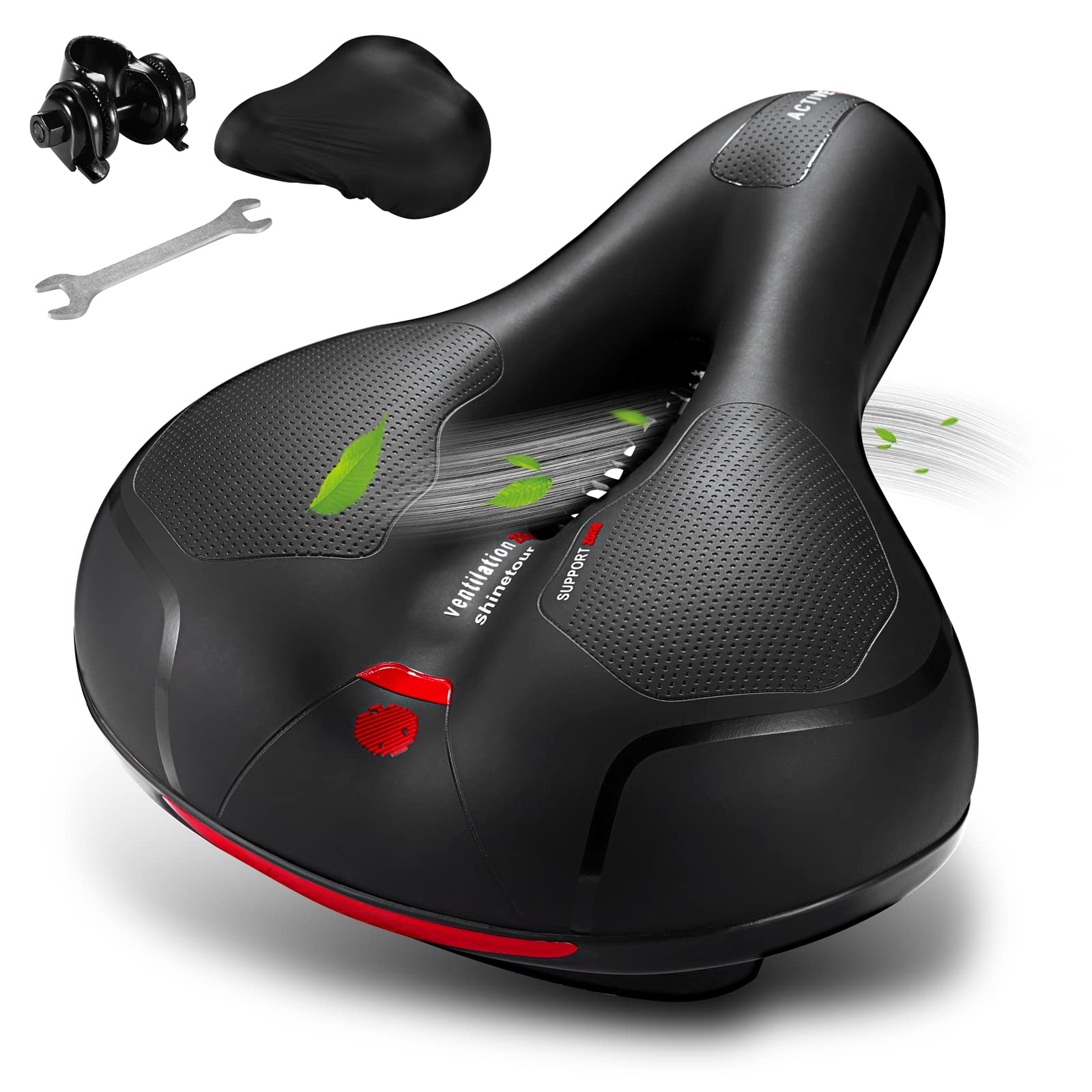 Grean Comfortable Seat Cushion For Men Women With Dual Shock Absorbing Ball Memory Foam Waterproof Wide Bicycle Saddle Fit For S