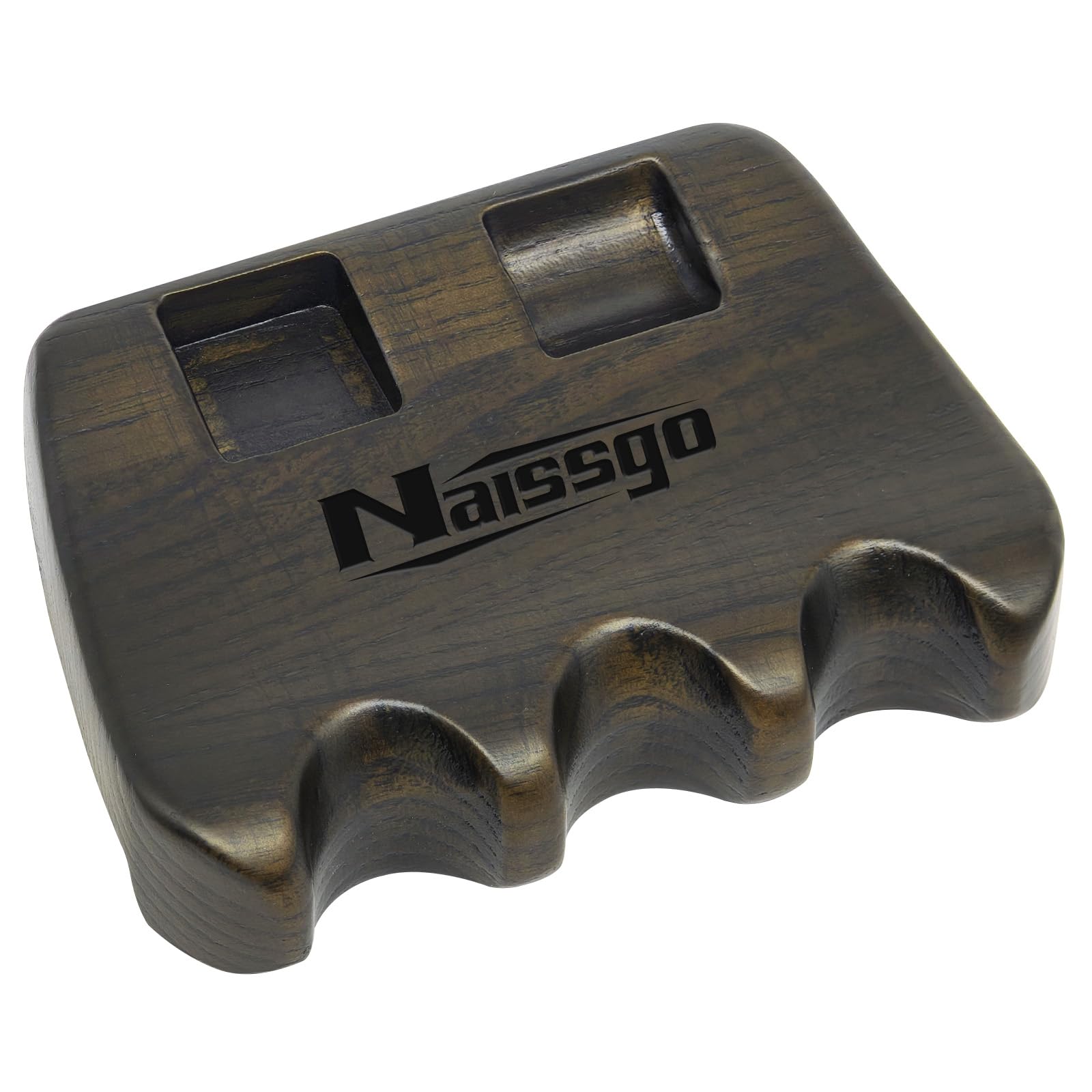 Naissgo Cue Rest Cue Stick Holder Pool Cue Holder(Wood, Deep Brown,3 Holes)