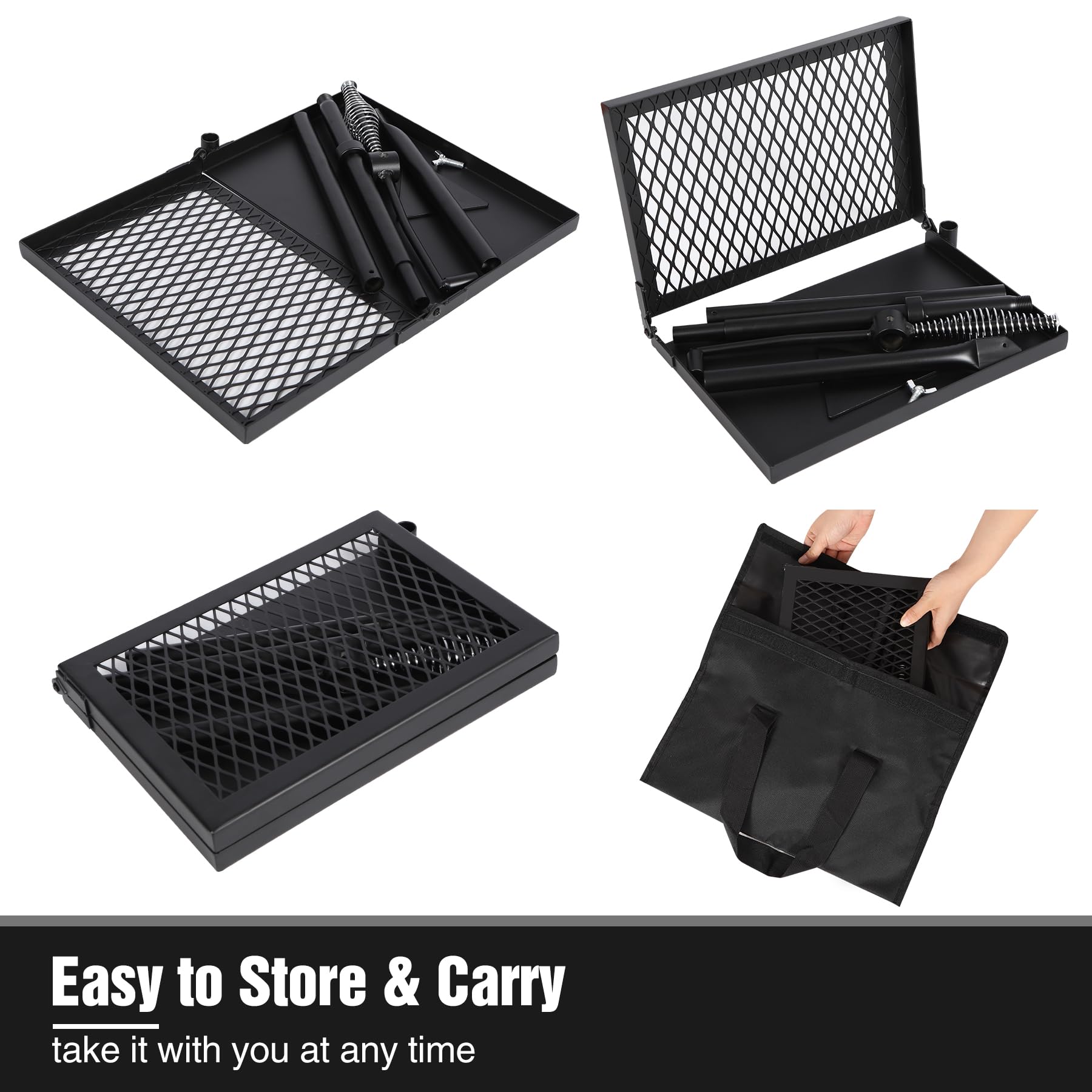 Redcamp Folding Swivel Campfire Grill, Portable Fire Pit Grill Grate Over Fire Pit, Heavy Duty Steel Grate & Camp Fire Rack With