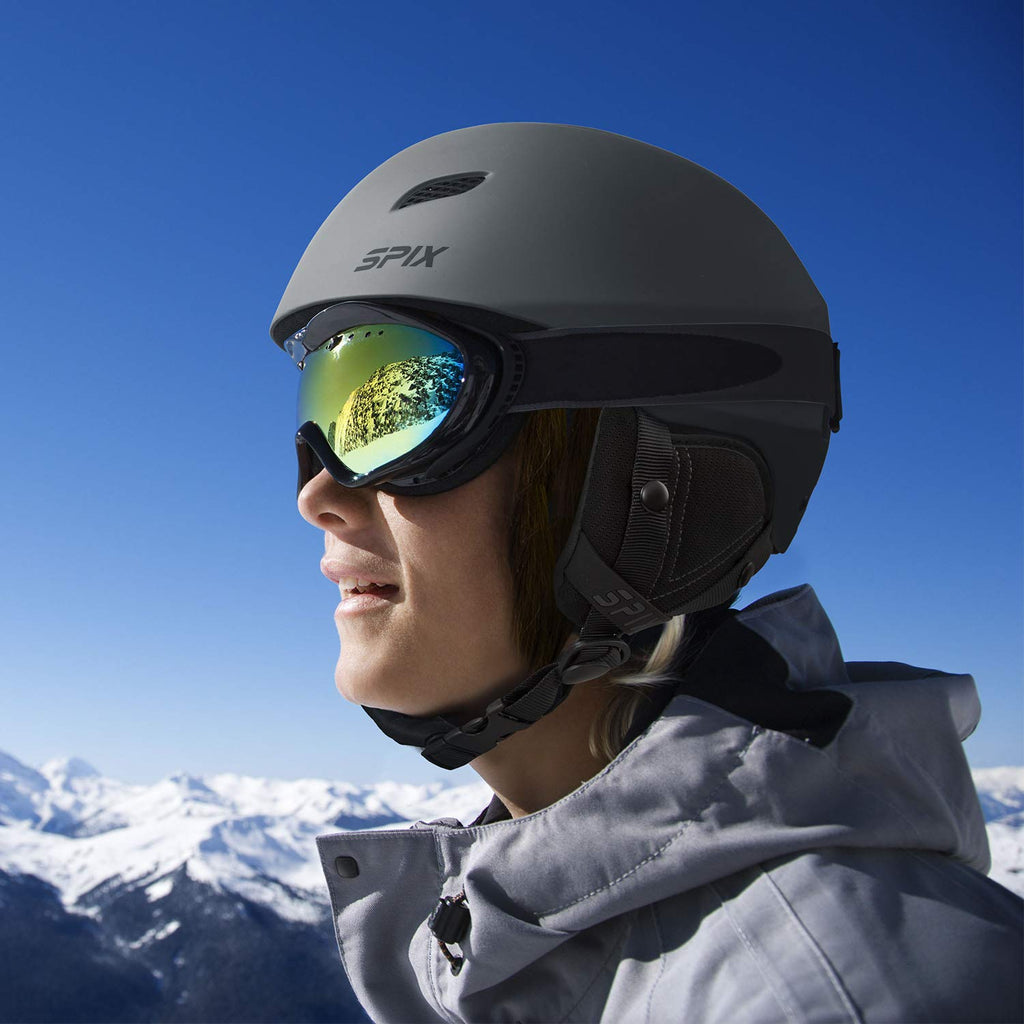 Spix Ski Helmet Snowboard Helmet - Astm Safety Standard Size Adjustable For Adults Youth Men And Women (S, Gray)