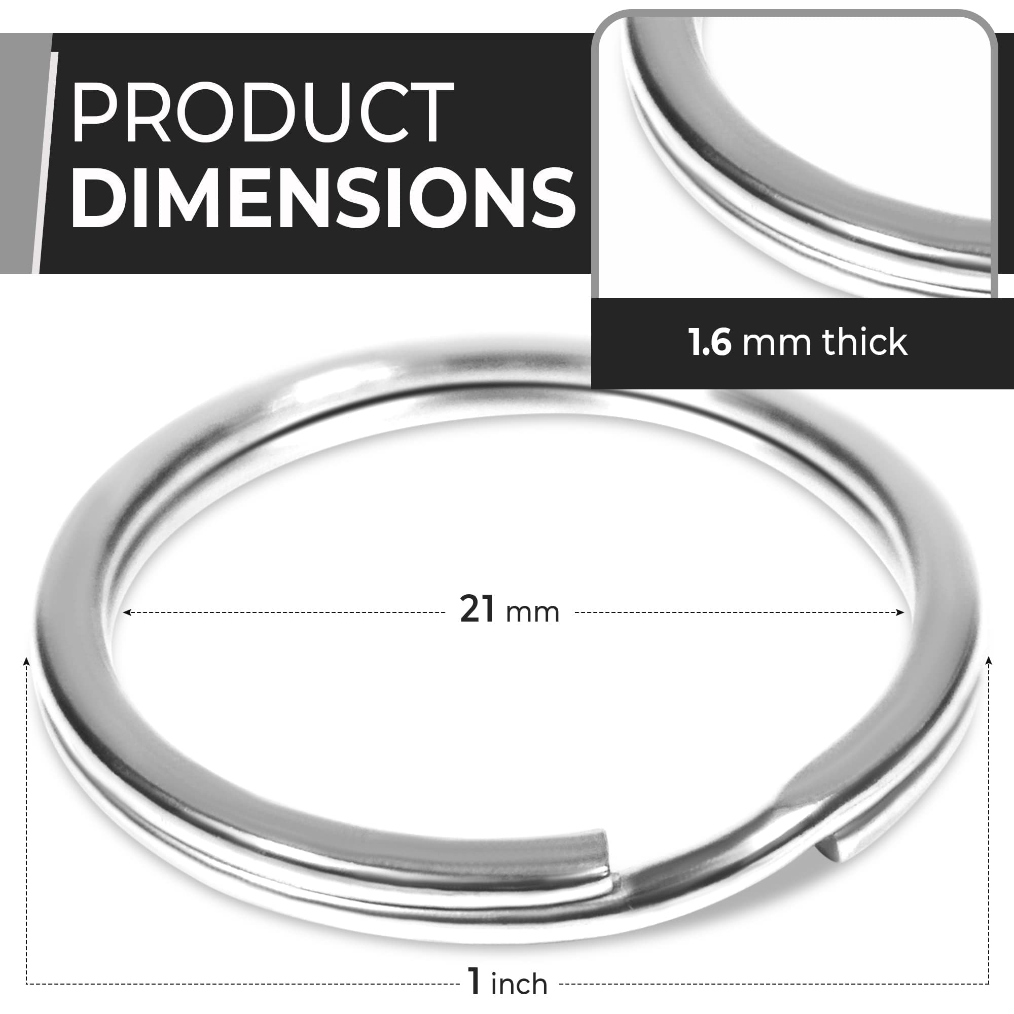 Stainless Steel Key Rings - 10 Pcs ~1Inch, 25Mm Round Split Key Rings For Keychains - Surgical Grade Stainless Steel Keychain Ri
