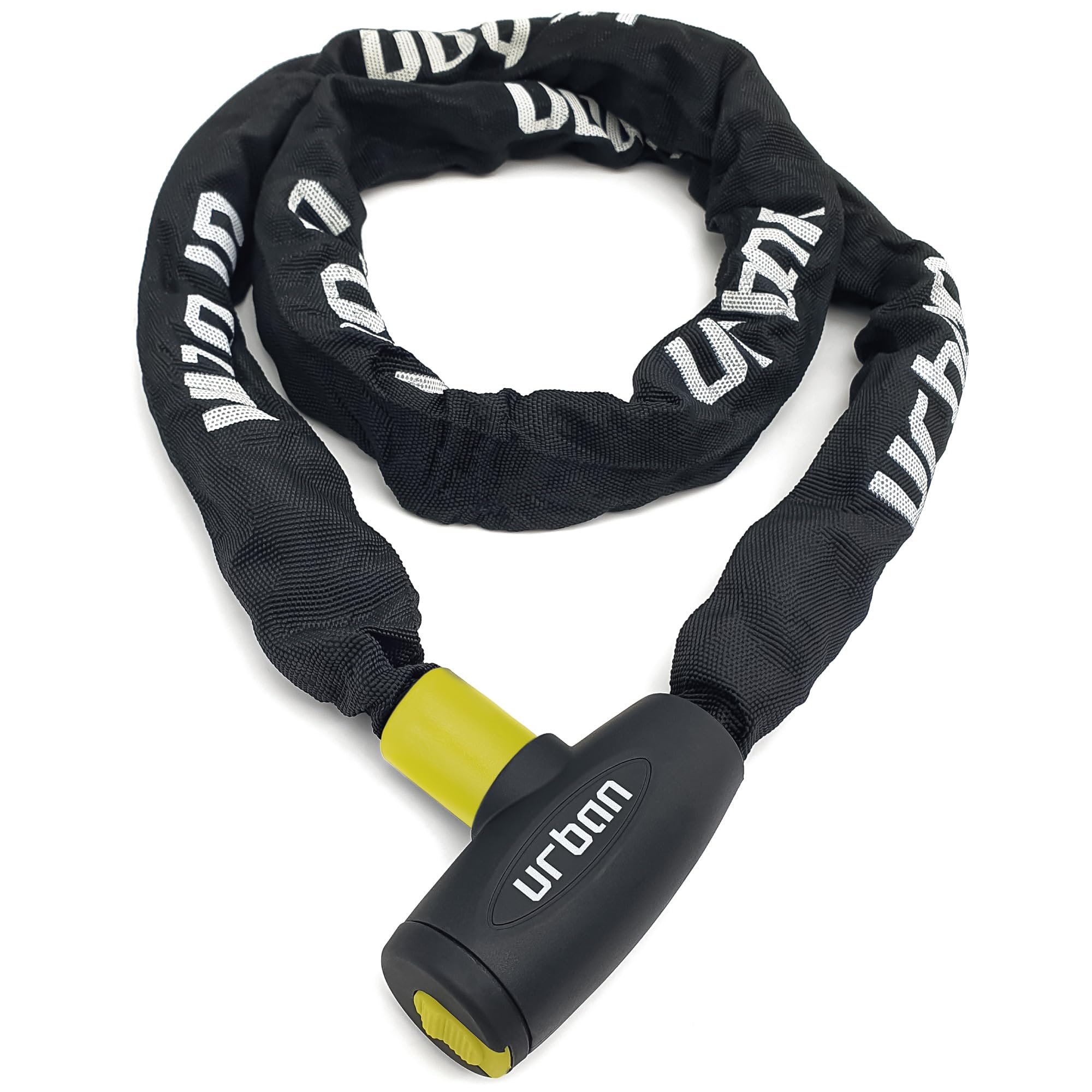 Urban Xk170 Bicycle Chain Lock, Steel Links A031In, 56Ft Long, Textile Cover, Lid, Anti-Theft Security Chain Padlock, Containers