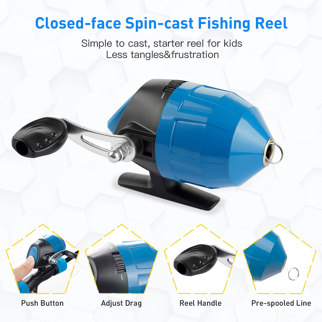 2Pack Kids Fishing Pole Kit, 59'' Telescopic Rod And Reel Beginner Combo With Spincast Reel,Tackle Box, Carrier Bag,Fishing Gear