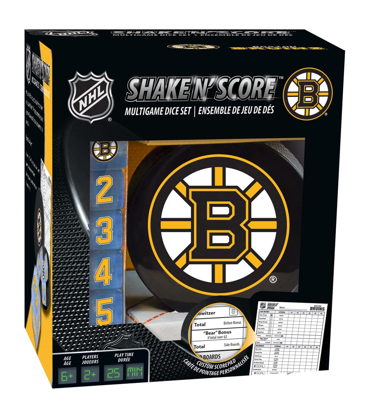 MasterPieces Game Day - NHL Boston Bruins - Shake N' Score Dice Game