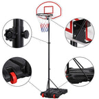 Yaheetech Portable Basketball Hoop System For Youth Indoor Outdoor W/Backboard & Wheels & Fillable Base, 5.2-7 Ft Adjustable Hei