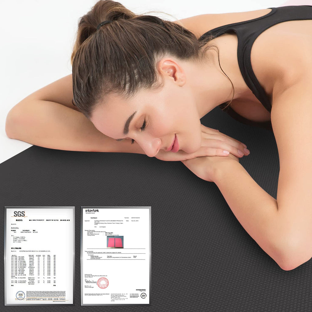 Hatha Yoga Thick Tpe Yoga Mat 72''X 27''X1/3 Inch Non Slip Eco Friendly Exercise Mat For Yoga Pilates & Floor Workouts (Black)