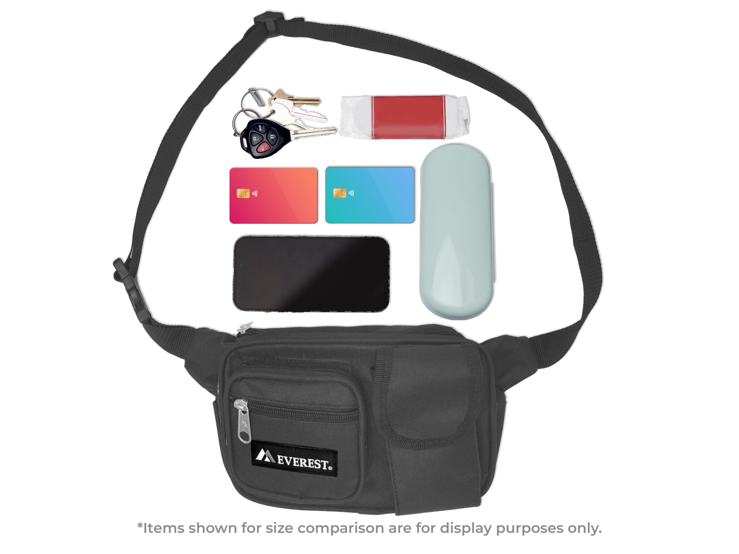 Everest Multiple Pocket Waist Pack, Black, One Size,044Mdh-Bk