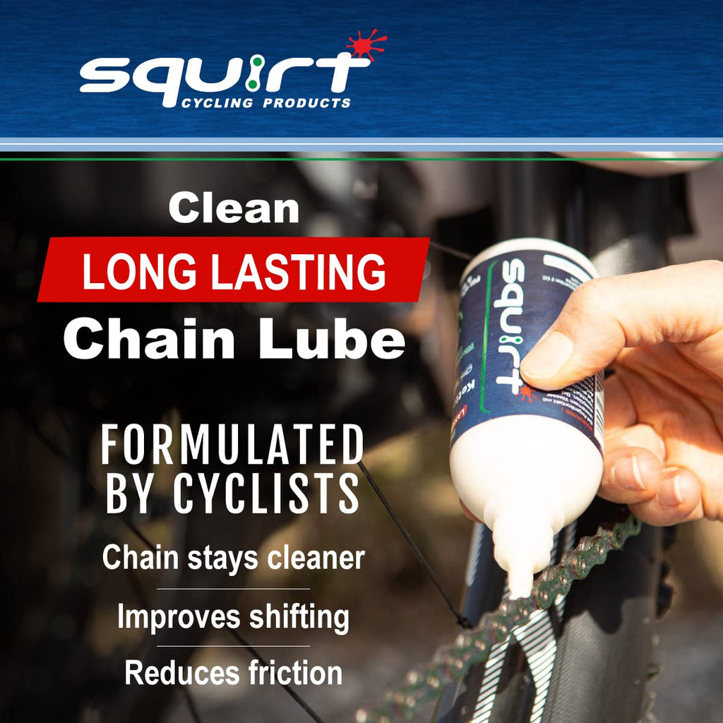 Squirt Chain Lube For Bikes 120 Ml - Long-Lasting Lubricant For All Bike Chains - All-Weather Dry Bike Chain Lube To Reduce Nois