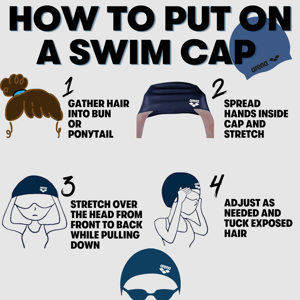 Arena Sirene Silicone Long Hair Swim Cap For Women, Cecilia Black