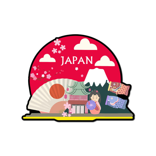 95MILES GARMENTS Art of Japan Fridge Magnets for Home Office Kitchen Refrigerator Door Wooden Decor Souvenir Gift (L x H 3.5 x 2