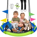 HeyZoo 43 Inch Tree Swing, 900lbs Weight Capacity Saucer Swing Sets for Kids & Adults, with 360 Degree Swivel and Adjustable Han