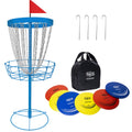 Disc Golf Basket with Discs | Portable Disc Golf Target with Heavy Duty 24-Chains Disc Golf Course Basket, Come with 6pcs Discs 