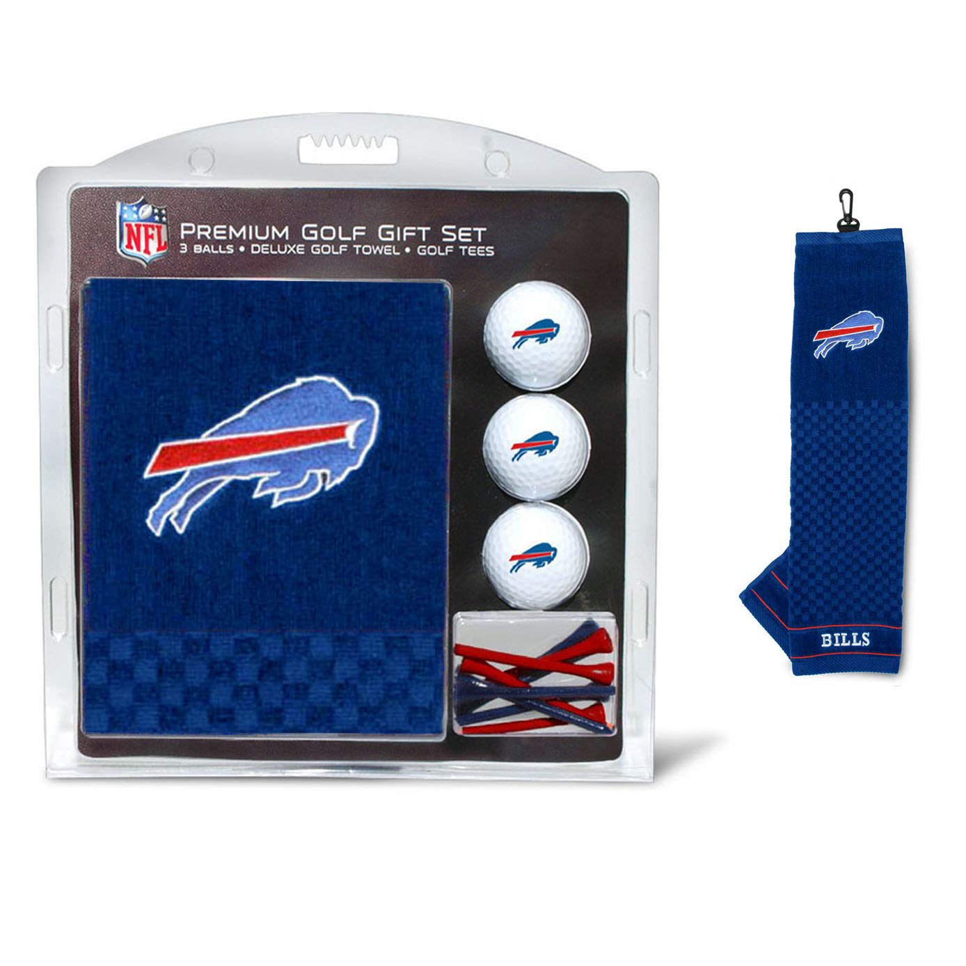 Team Golf Nfl Buffalo Bills Gift Set: Embroidered Golf Towel, 3 Golf Balls, And 14 Golf Tees 2-3/4'' Regulation, Tri-Fold Towel 