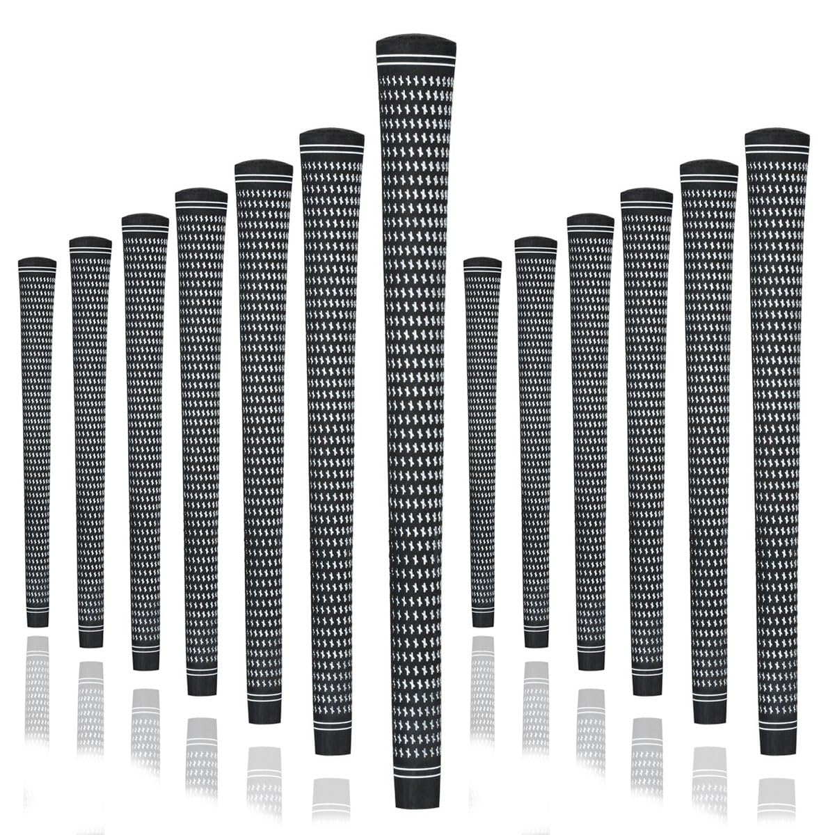 Karma Revolution Golf Grip Set, 13 Black/White Midsize No Alignment Necessary Easy Installation All-Weather Performance Velvet S
