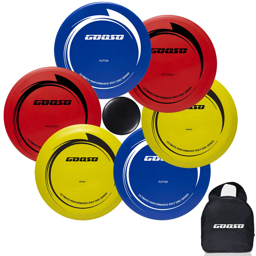 Disc Golf Set - Driver, Mid-Range And Putter Discs With Disc Golf Bag For Outdoor And Backyard, Comfortable Plastic, 6 Pack