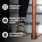Brazos Handcrafted Wood Walking Stick, Twisted Oak, Trekker Style Handle, For Men & Women, Made In The Usa, Red, 55''