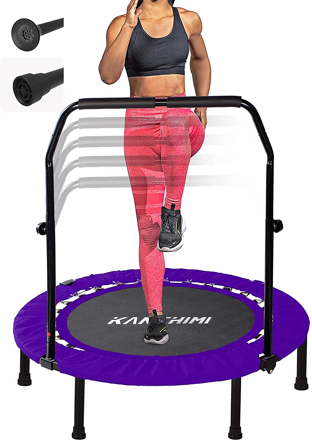 Kanchimi 40 Folding Mini Fitness Indoor Exercise Workout Rebounder Trampoline with Handle, Max Load 330lbs(Purple)