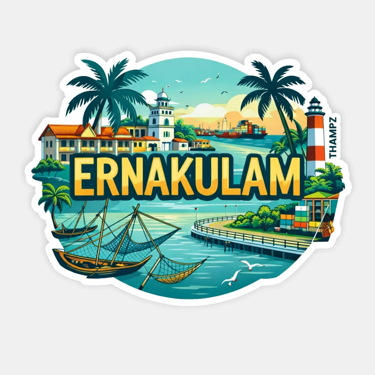 THAMPZ Ernakulam 3D Embossed Flexible Fridge Magnet 0.5mm Decorative with Strong Hold | Refrigerator Magnet for Notes, Photos &