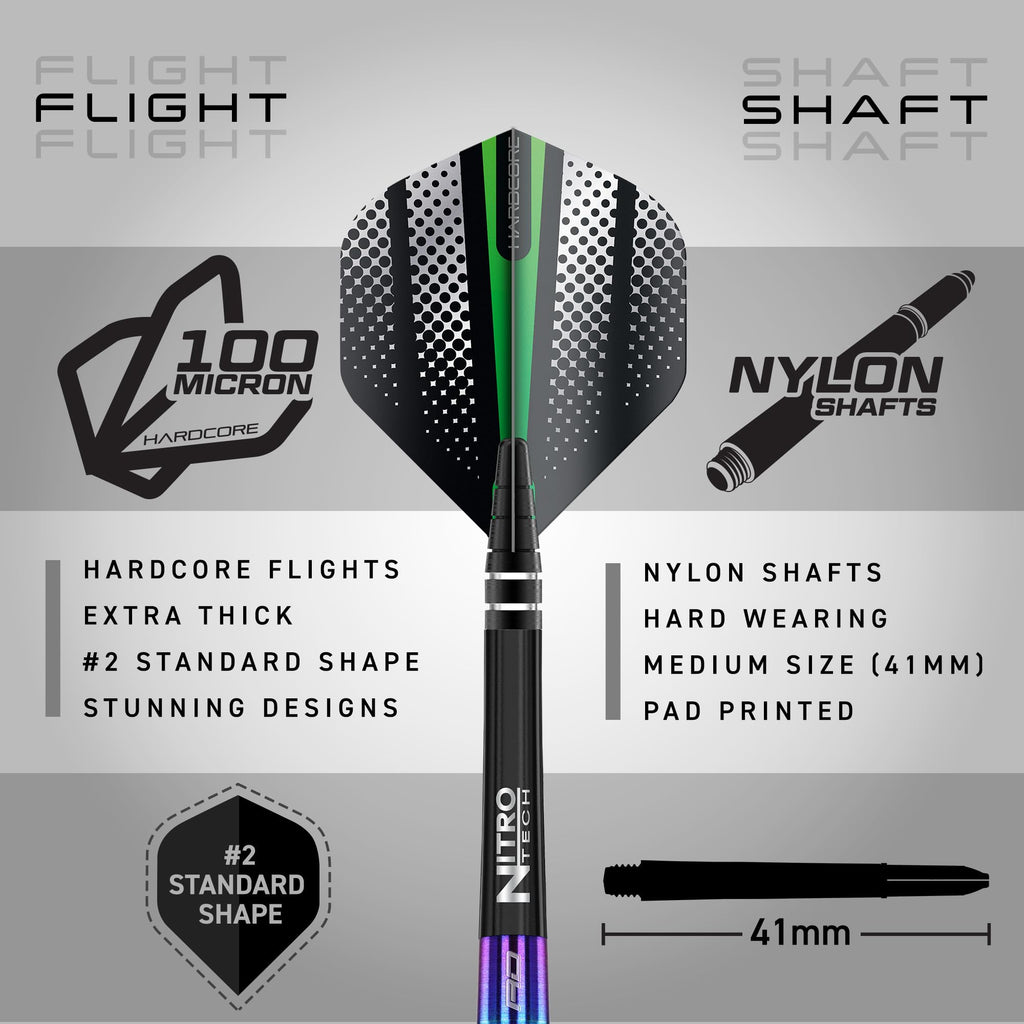 Red Dragon Razor Edge Spectron 18 Gram Softip Tungsten Darts With Flights And Stems