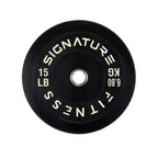 Signature Fitness 2'' Olympic Bumper Plate Weight Plates With Steel Hub, 15Lb Pair, Black