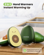 Gaiatop Hand Warmers Rechargeable 2 Pack, 4000 Mah Battery Avocados-Shaped Electric Hand Warmer With 2 Pcs Usb Cable, Reusable P