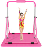 Safly Fun Expandable Gymnastics Bars Junior Training Bar Gymnastic Folding Horizontal Bars With Mat For Kids(Pink+Mat)