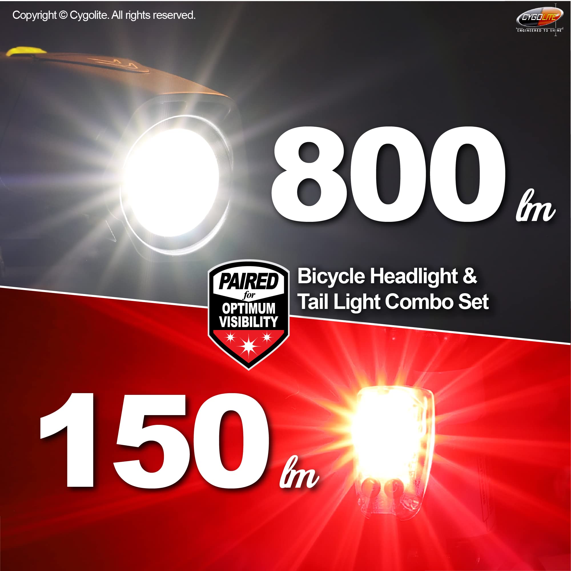 Cygolite Metro Plus 800 & Hotshot Pro 150 Bicycle Light Combo Set, Metro Plus 800 & Hotshot Pro 150 Usb Rechargeable Bicycle Lig