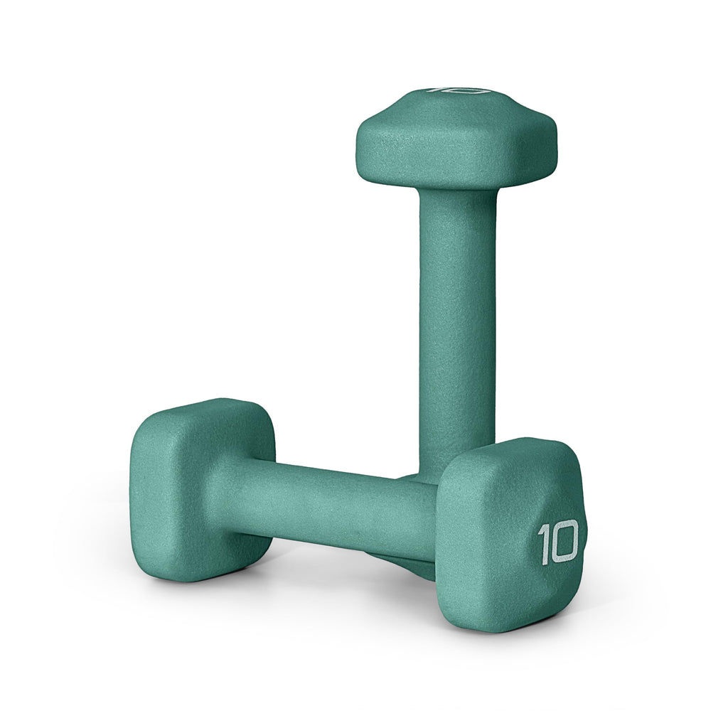 Tone Fitness 10 lb Neoprene Dumbbell Pair for Home Workouts - Non-Slip Design - Teal