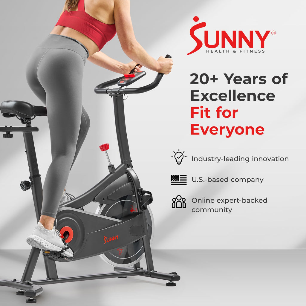 Sunny Health & Fitness ACTIVE Smart Cycling Exercise Bike, Magnetic Resistance Plus 4-Way Adjustable Cushion Seat, Home Stationa
