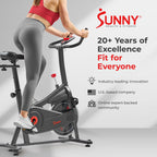 Sunny Health & Fitness ACTIVE Smart Cycling Exercise Bike, Magnetic Resistance Plus 4-Way Adjustable Cushion Seat, Home Stationa