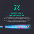 Axe Avenge Pro 3 Composite Usa Baseball Bat | Drop -10 | 3-Piece Hybrid | 2 5/8'' Barrel | Standard Axe Handle | Light Swinging