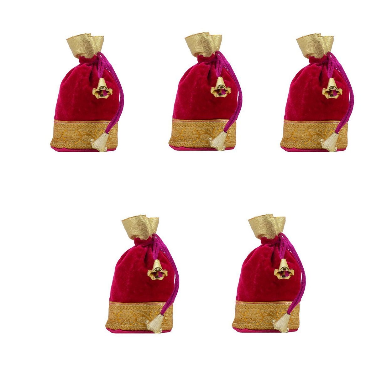 DMS RETAIL Return Gift Bags/Wedding Party Favor/Jewellery Pouch/Shagun Gift Pouch Velvet/sh*Immer Potlis (Set of 159 * 7 Mediu
