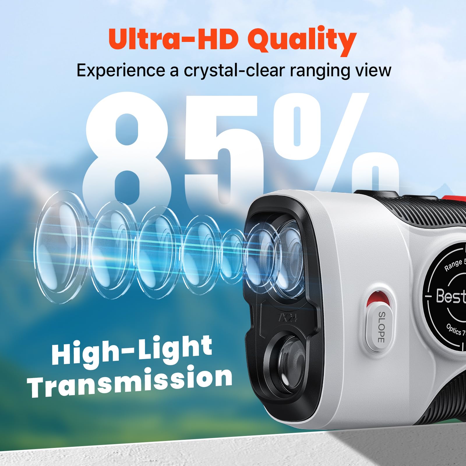 Bestsee Golf Laser Rangefinder With Slope, 1500Y Range Finder, 0.3S Flagpole Locking Vibration, 7X Magnification, Magnet Stripe,