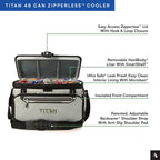 Titan by Arctic Zone 48 Can Zipperless Soft Cooler with HardBody Liner, Seagrass