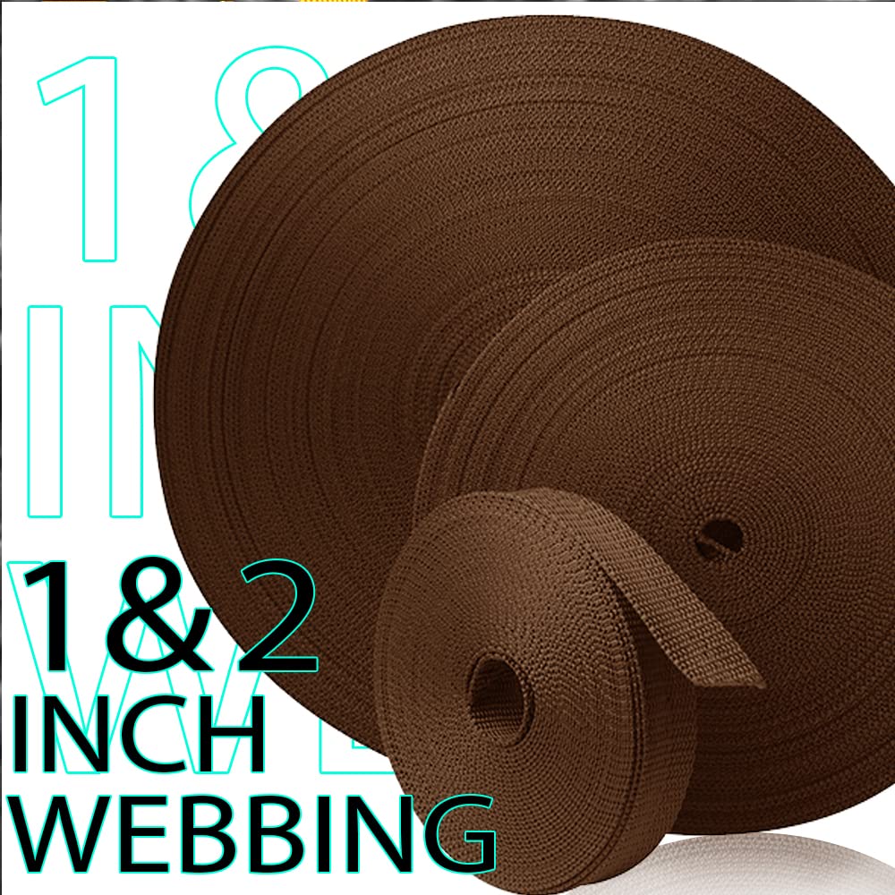 Teceum 1 Inch Webbing - Brown - 10 Yards - 1    Webbing For Climbing Outdoors Indoors Crafting Diy Nw