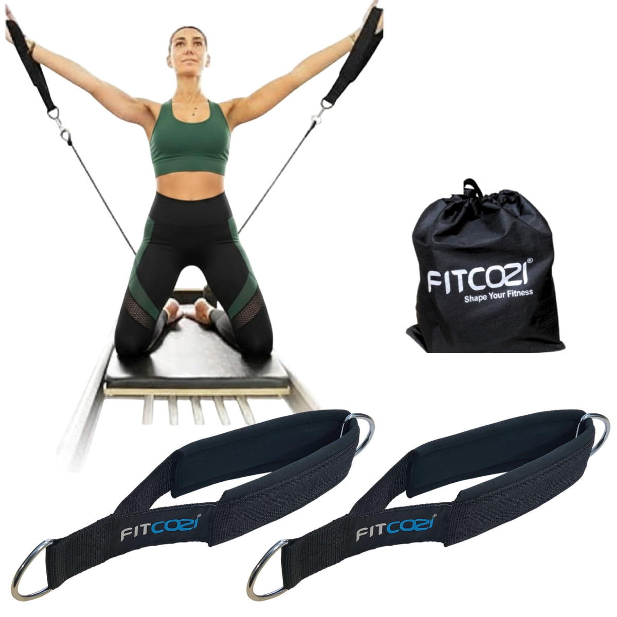 Single Loop Pilates Strap with Double DRing & Carabiner  Adjustable Pilates Straps Reformer with Carry Bag for Cadillac, Tower