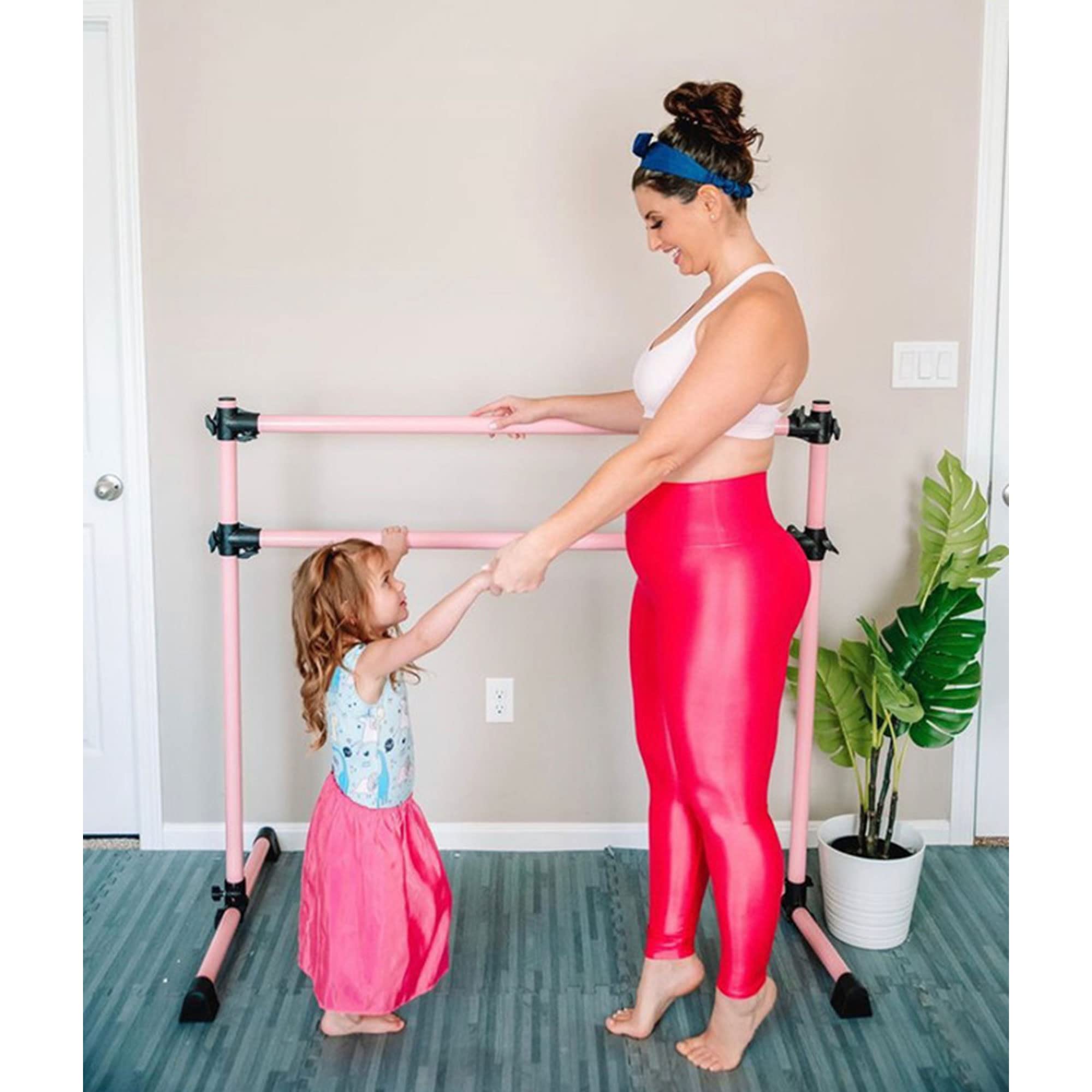 Vita Barre Portable Freestanding Double Ballet Barre, Prodigy, 5 Ft Bars, Satin Silver  Adjustable Height, Usa Made, Home Or Gym
