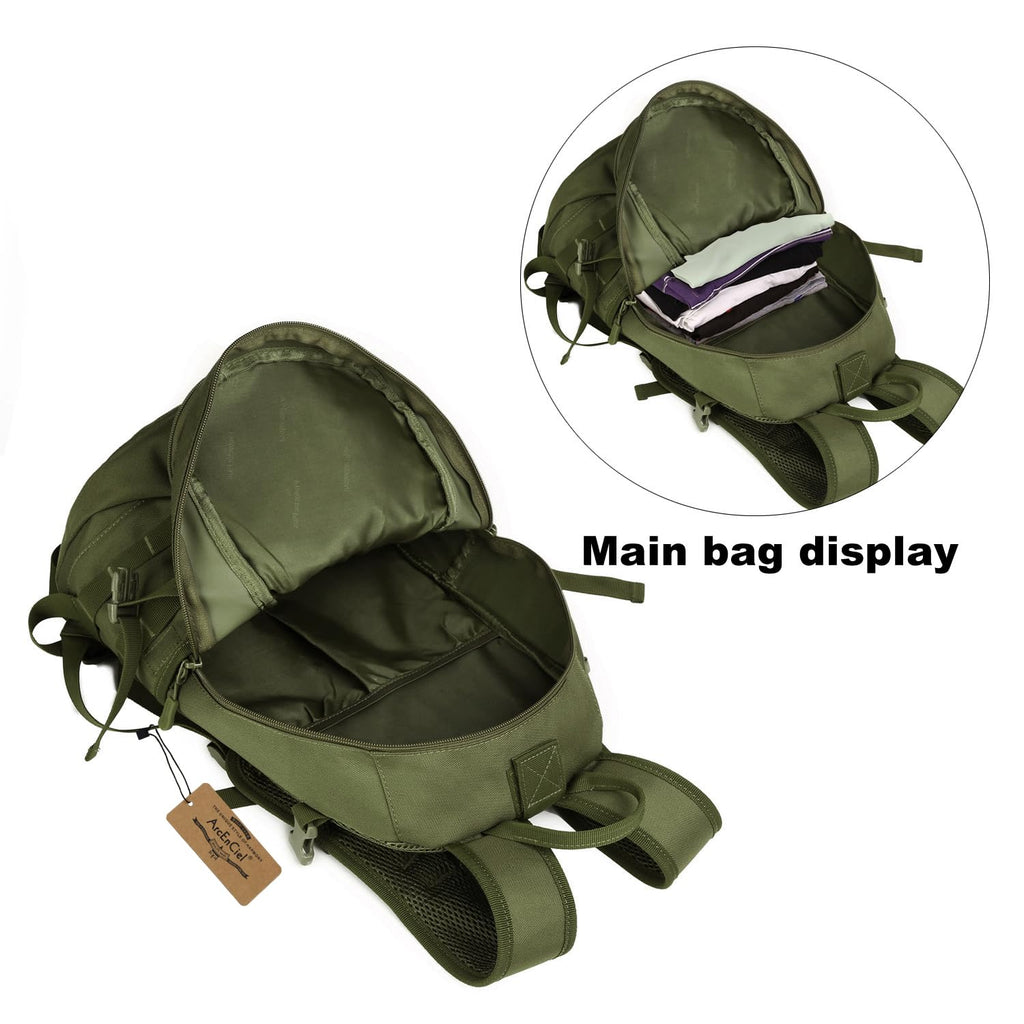 Arcenciel 15L Motorcycle Backpack Tactical Bag Rucksacks For Outdoor Camping Trekking Hunting With Patch(Green)