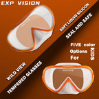 Kids Snorkel Swim Mask, Child Diving Mask Anti-Fog Swim Goggles With Nose Cover For Snorkeling Diving Swimming (Orange)