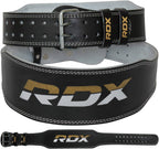 Rdx Weight Lifting Belt For Fitness Gym - Adjustable Leather Belt With 4       Padded Lumbar Back Support - Great For Bodybuildi