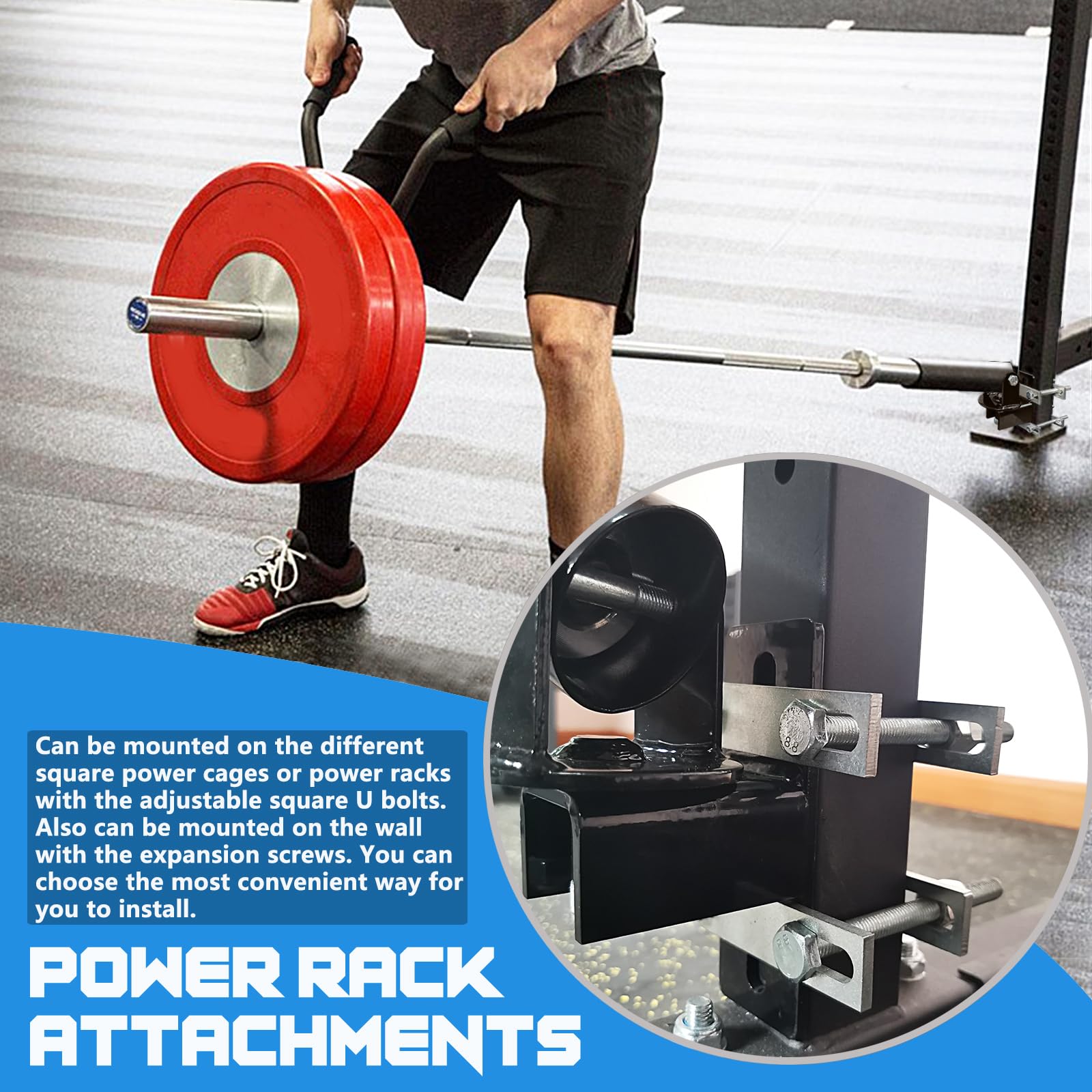 Bluslm T Bar Row Platform Landmine Attachments For Squate Rack Or Wall Mount Fits 2-Inch Barbell, Landmine Base Gym Equipment, P
