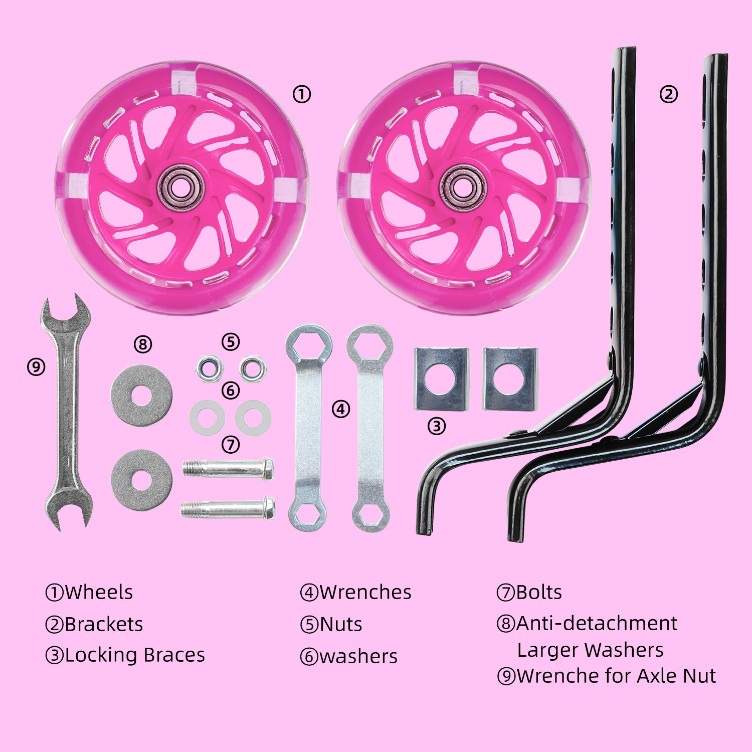 PRUNUS Flash BIKE Training Wheels for 12 14 16 18 20 Inch.Training Wheels for Kids Bike is Heavy Duty.Bicycle Training Wheel is