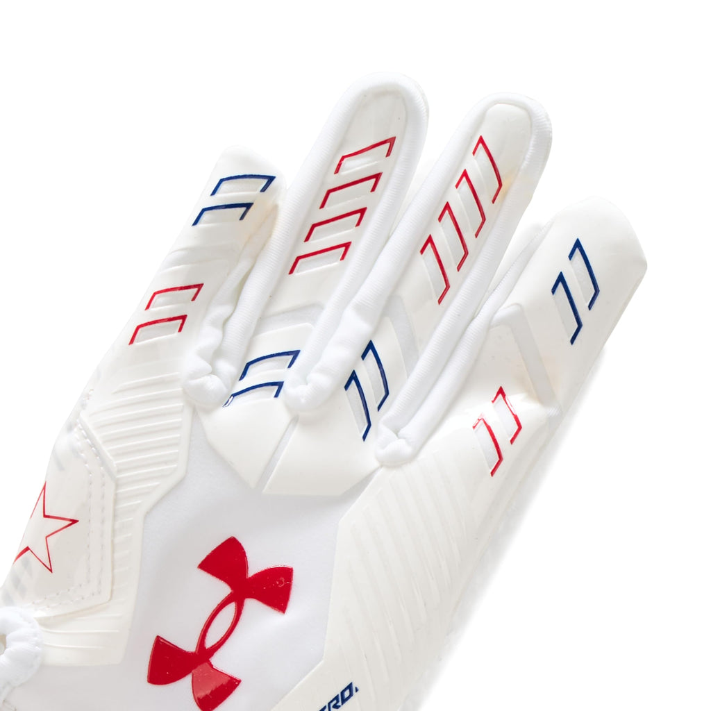 Under Armour Boys F9 Novelty Football Gloves, (104) White/Royal/Red, Small