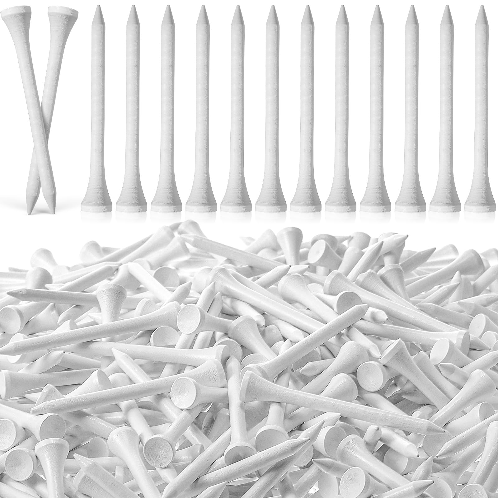 Mudder 150 Pack Golf Tees Bulk Wooden Bamboo Golf Tees Multicolor Wood for Men Balls Accessories (3-1/4 Inch,White)