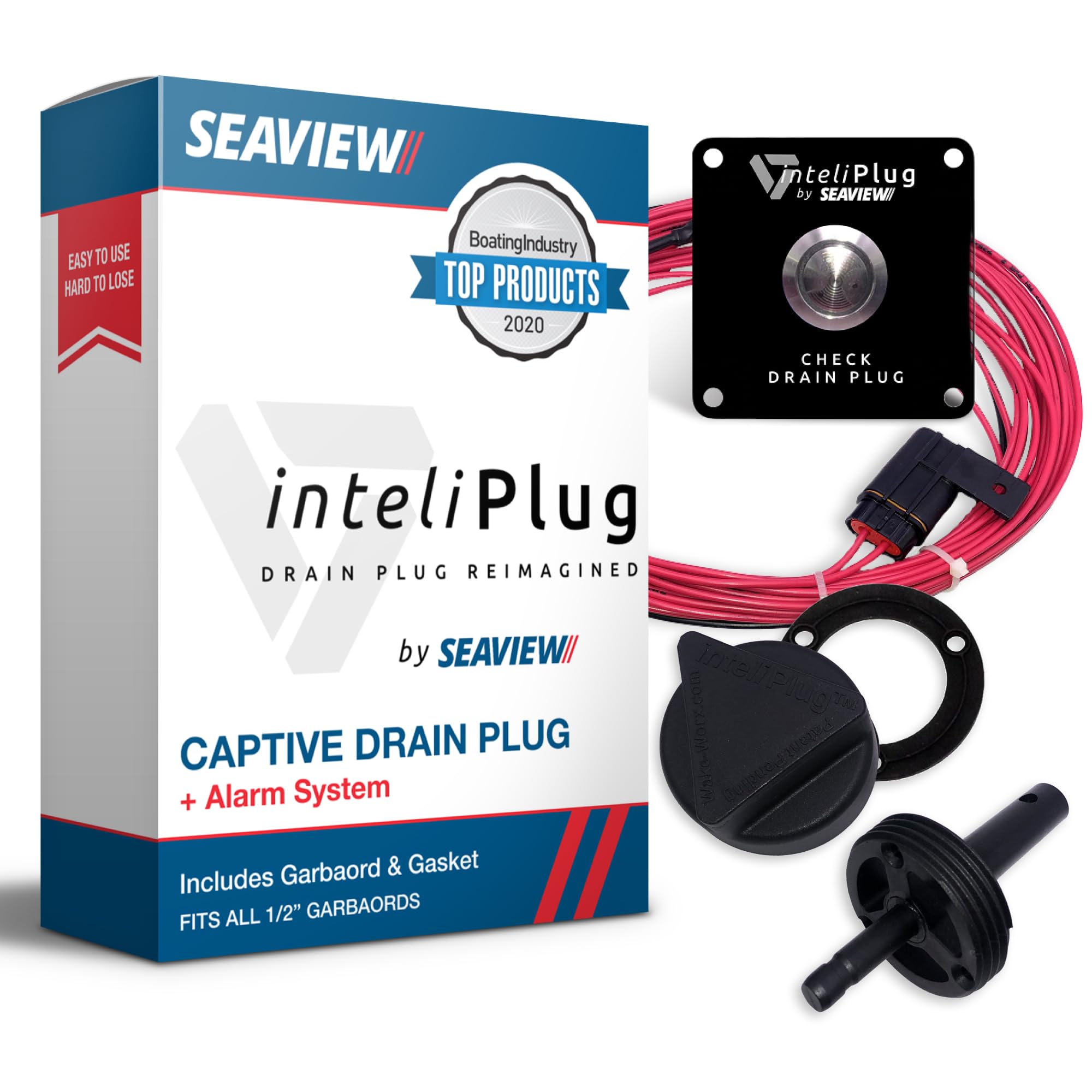 SEAVIEW InteliPlug ProXT Captive Drain Plug + Alarm | Never Lose Your Drain Plug Again | Fits All NPT 1/2 Garboards | Boating In