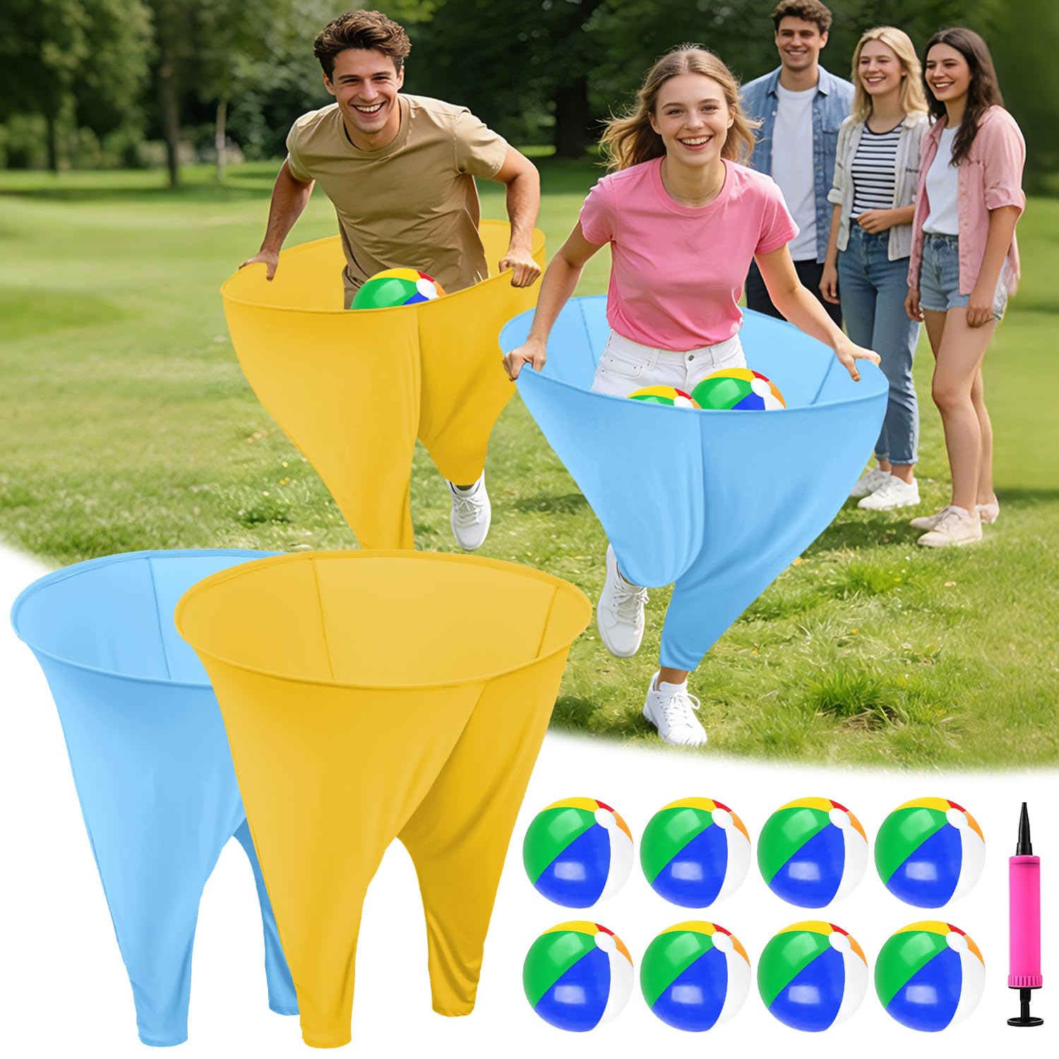 WUPIOS Granny Pants Party Game, 2-Pack Outdoor Games for Adults and Family, Large Backyard Games Includes 8 Bouncy Balls and 1 A